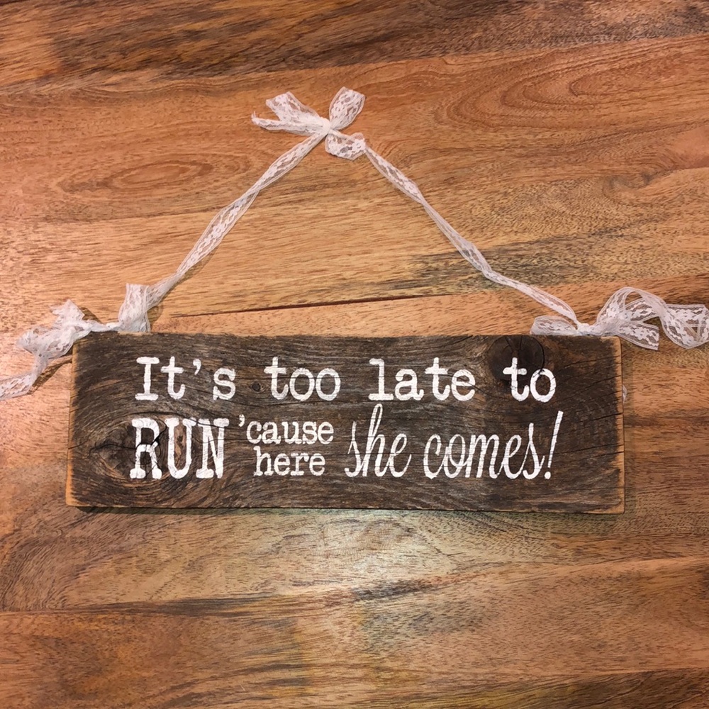 Wedding sign front and back. Flower girl or boy can carry down the aisle